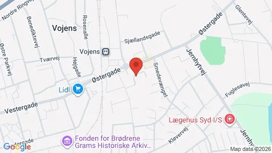 Andelsboliger til salg i Vojens - kort over placeringen
