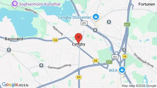 Huse til salg i Kongens Lyngby - kort over placeringen