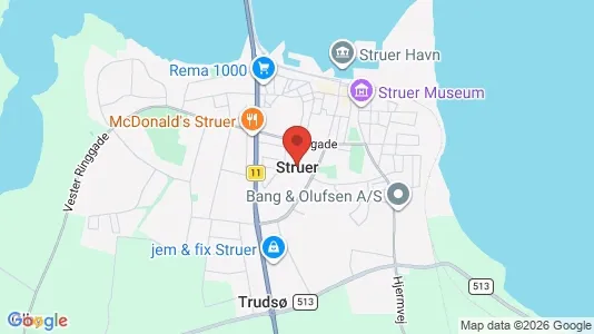 Huse til salg i Struer - kort over placeringen