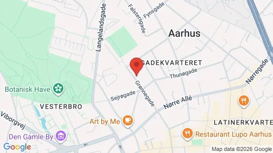 Lejligheder til salg i Århus C - kort over placeringen