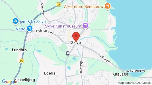 Lejligheder til leje i Skive - kort over placeringen