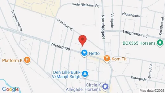 Lejligheder til leje i Horsens - kort over placeringen