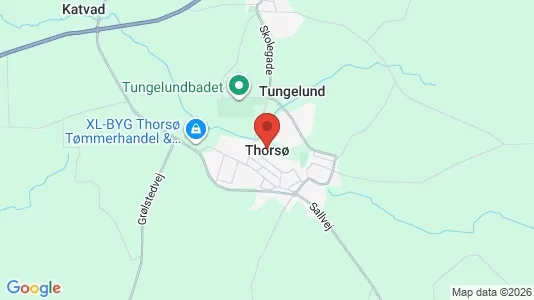 Huse til salg i Thorsø - kort over placeringen