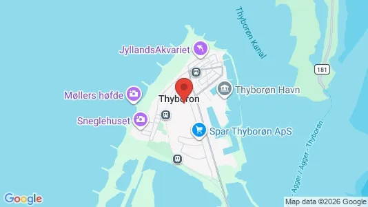 Huse til salg i Thyborøn - kort over placeringen