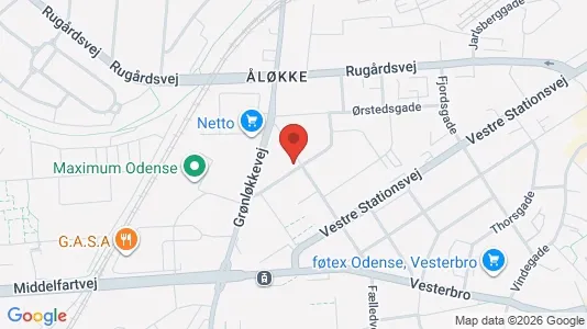 Lejligheder til salg i Odense C - kort over placeringen