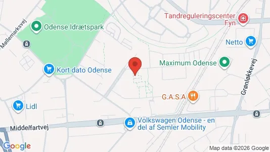 Lejligheder til leje i Odense V - kort over placeringen