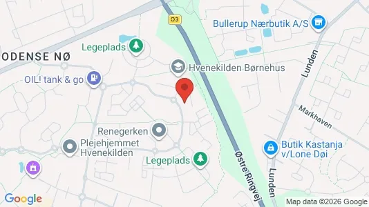 Lejligheder til leje i Odense NØ - kort over placeringen