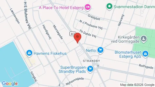 Lejligheder til leje i Esbjerg Centrum - kort over placeringen