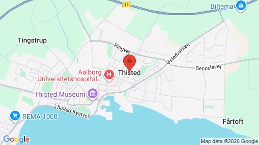 Huse til salg i Thisted - kort over placeringen
