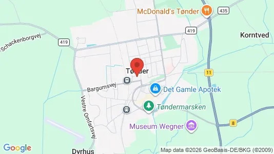 Huse til salg i Tønder - kort over placeringen