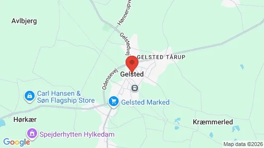 Huse til salg i Gelsted - kort over placeringen
