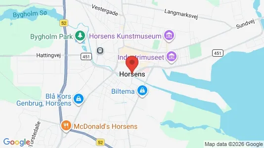 Rækkehuse til salg i Horsens - kort over placeringen