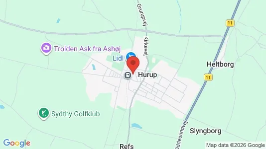 Huse til salg i Hurup Thy - kort over placeringen