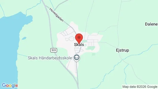 Huse til salg i Skals - kort over placeringen