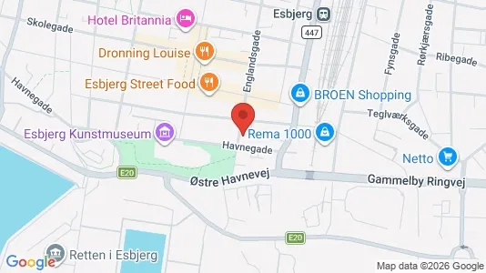 Lejligheder til salg i Esbjerg Centrum - kort over placeringen