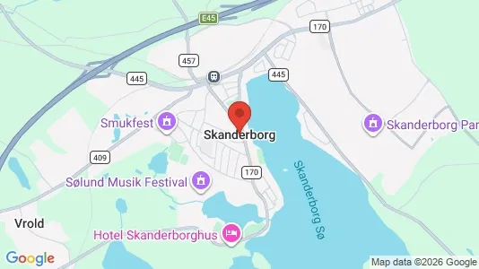 Grunde til salg i Skanderborg - kort over placeringen