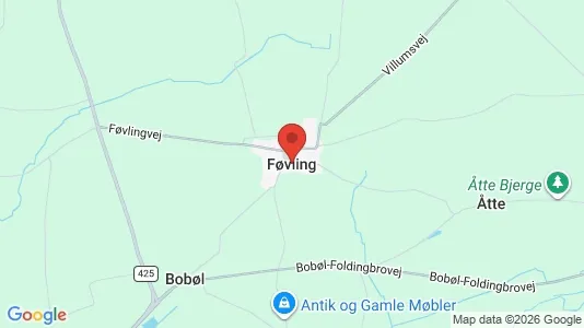 Huse til salg i Føvling - kort over placeringen