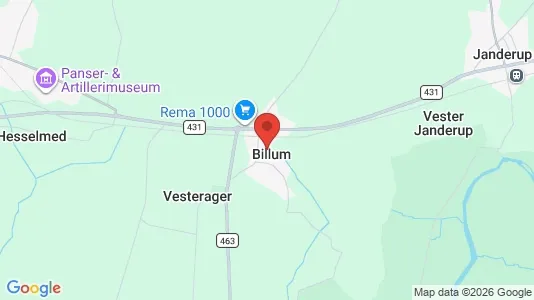 Rækkehuse til leje i Billum - kort over placeringen