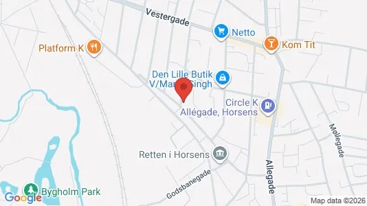 Lejligheder til salg i Horsens - kort over placeringen