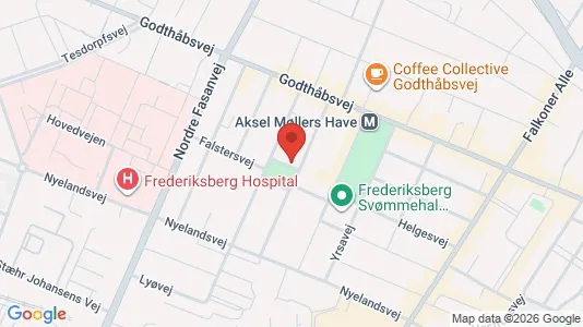 Andelsboliger til salg i Frederiksberg - kort over placeringen