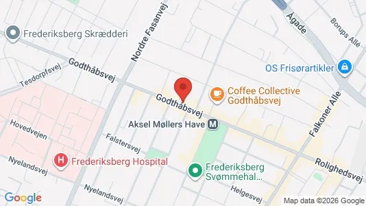 Andelsboliger til salg i Frederiksberg - kort over placeringen