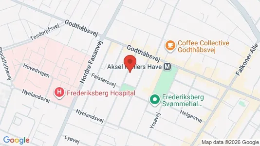 Andelsboliger til salg i Frederiksberg - kort over placeringen