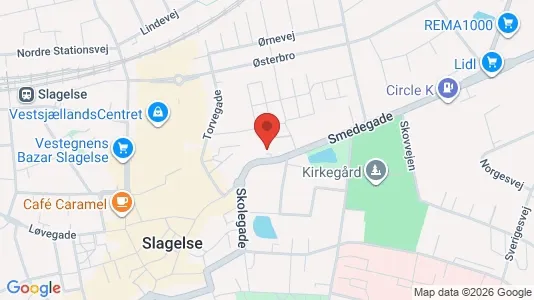 Andelsboliger til salg i Slagelse - kort over placeringen