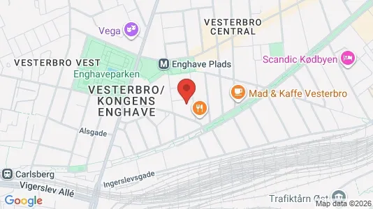 Lejligheder til salg i Vesterbro - kort over placeringen