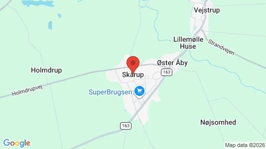Huse til salg i Skårup Fyn - kort over placeringen