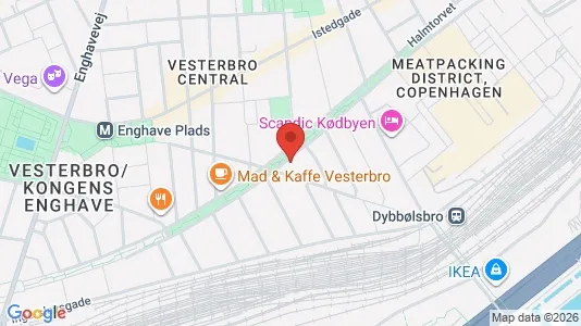 Lejligheder til salg i Vesterbro - kort over placeringen