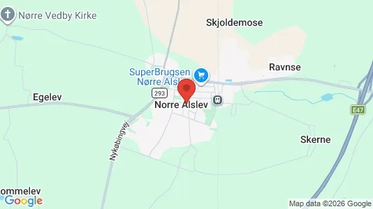 Huse til salg i Nørre Alslev - kort over placeringen
