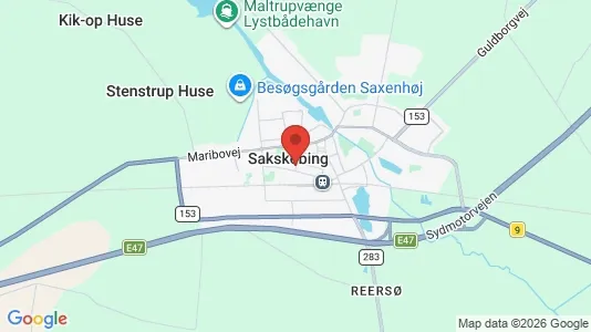 Huse til salg i Sakskøbing - kort over placeringen