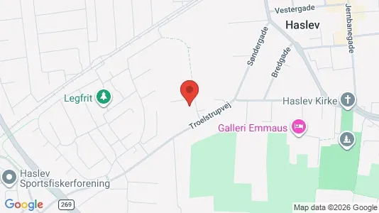 Andelsboliger til salg i Haslev - kort over placeringen