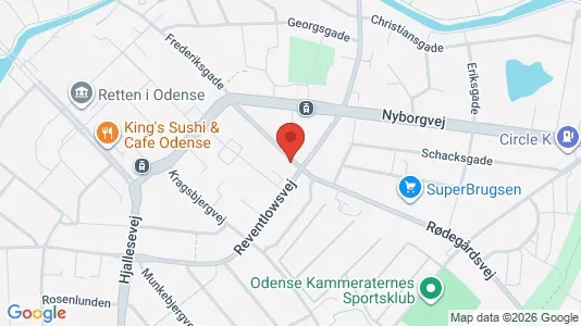 Lejligheder til salg i Odense C - kort over placeringen