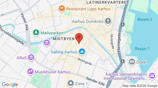 Lejligheder til leje i Århus C - kort over placeringen