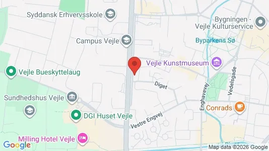 Lejligheder til leje i Vejle Centrum - kort over placeringen