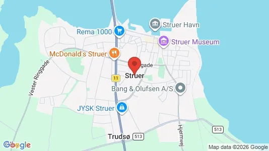 Huse til salg i Struer - kort over placeringen