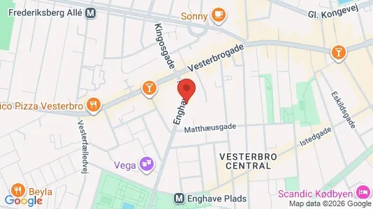 Lejligheder til salg i Vesterbro - kort over placeringen