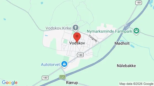 Huse til salg i Vodskov - kort over placeringen