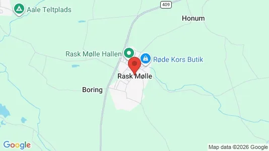 Huse til salg i Rask Mølle - kort over placeringen