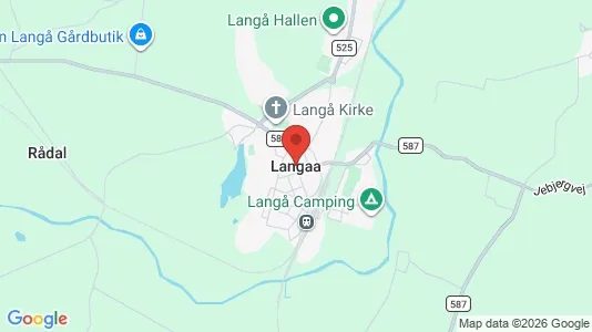 Huse til salg i Langå - kort over placeringen