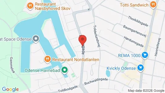 Lejligheder til salg i Odense C - kort over placeringen