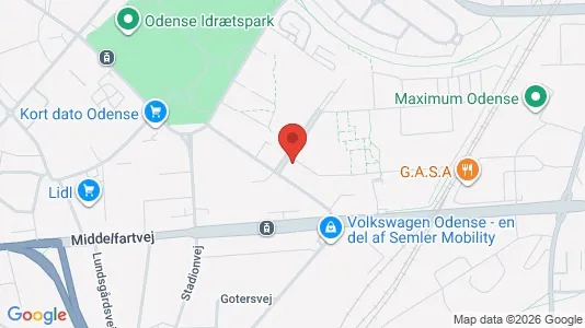 Lejligheder til salg i Odense V - kort over placeringen