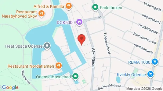 Lejligheder til salg i Odense C - kort over placeringen