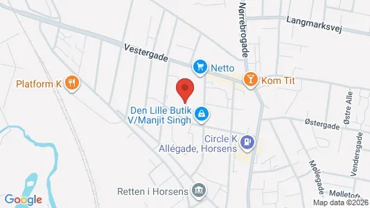 Lejligheder til salg i Horsens - kort over placeringen