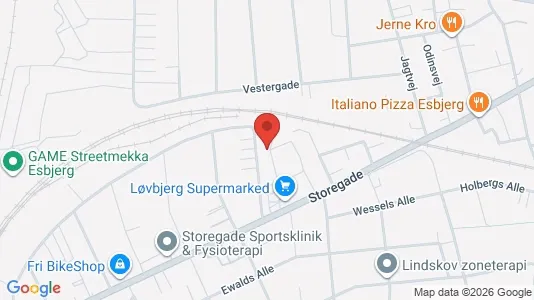 Lejligheder til salg i Esbjerg Centrum - kort over placeringen