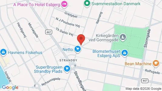 Lejligheder til salg i Esbjerg Centrum - kort over placeringen