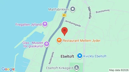 Lejligheder til salg i Ebeltoft - kort over placeringen