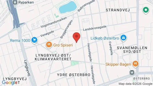 Lejligheder til salg i Østerbro - kort over placeringen
