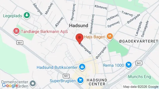 Lejligheder til salg i Hadsund - kort over placeringen